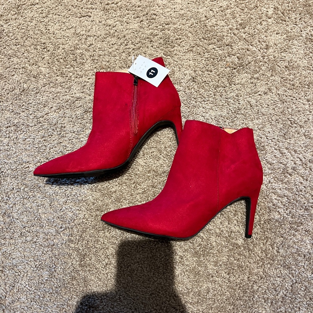 Red Suede ankle booties size 11